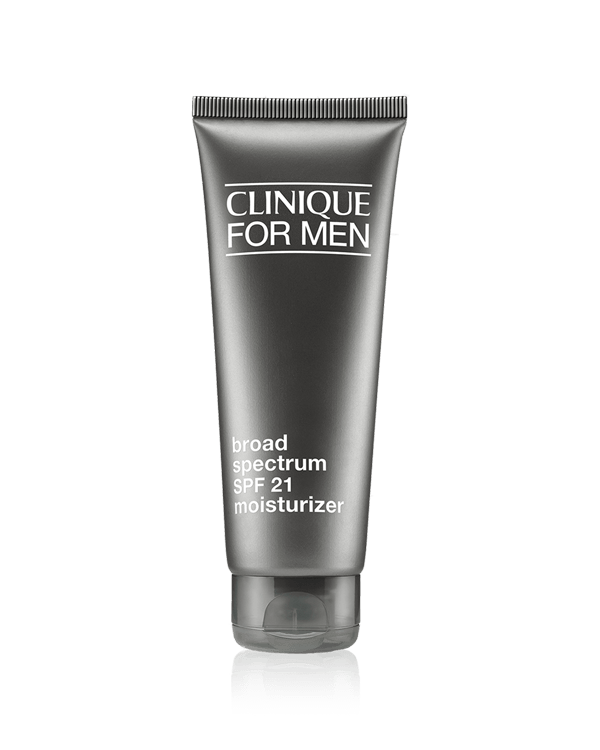 Clinique For Men™ Broad Spectrum SPF 21 Moisturizer, Een twee-zijdige moisturizer, geschikt voor alle huidtypen. Essentiële hydratatie, plus dagelijkse UV-bescherming.