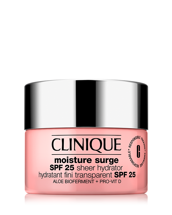 Moisture Surge™ SPF 25 Sheer Hydrator, Een luchtige crème die intense hydratatie geeft zoals je gewoon bent van Moisture Surge™, plus een transparante bescherming tegen de zon, SPF25.