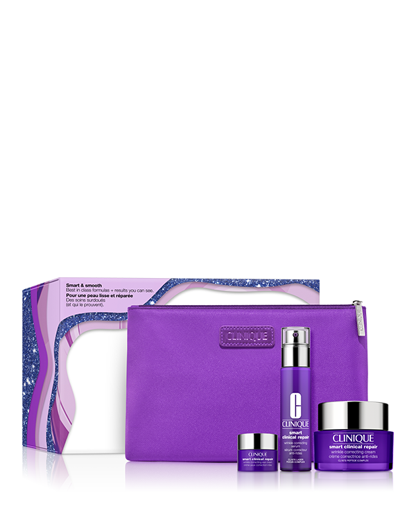 Smart &amp; Smooth Skincare Set, Ga fijne lijntjes en rimpels tegen met de Smart Clinical Repair™ routine van Clinique, onze meest geavanceerde anti-verouderingslijn.