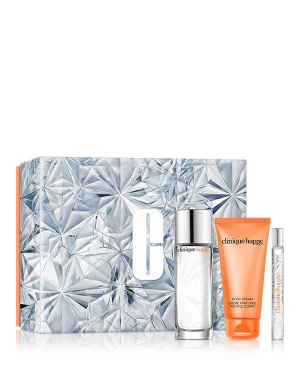 Perfectly Happy Fragrance Set, Een vleugje citrus, een arm vol bloemen en een wervelwind van emoties in dit Eau de Parfum Clinique Happy For Women.